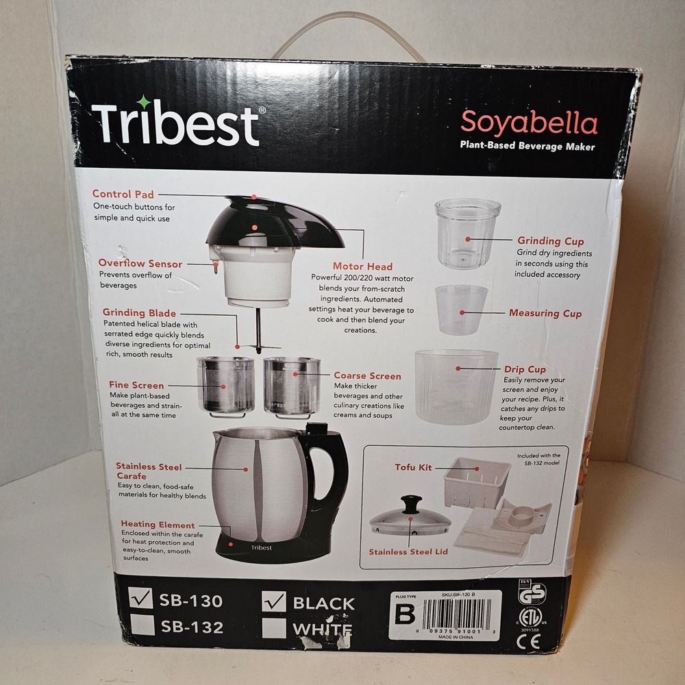 Tribest Soyabella SB-130 Plant-Based Nut Soy Milk Maker Stainless Steel Tested - Picture 11 of 12